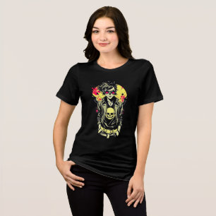 T-shirt En Tri-matière Fille de crâne punk rebelle - Tee rétro