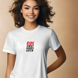 T-shirt En Tri-matière Fille de vélo rétro Ironie noir rouge
