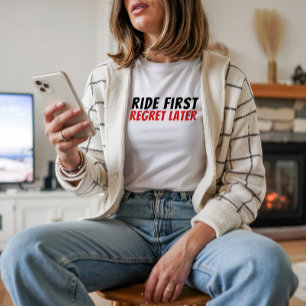 T-shirt En Tri-matière Fille de vélo rétro Ironie rouge noir