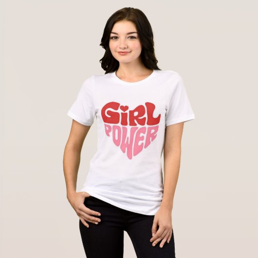 T-shirt En Tri-matière Fille Power Coeur Design (Recto plein)