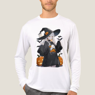 T-shirt En Tri-matière Fille sorcière d'anime Art d'Halloween