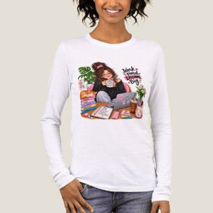 T-shirt En Tri-matière Fille studieuse au café cosy – Travaillez dur, rêv