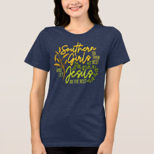 T-shirt En Tri-matière Filles du Sud laissent Jésus faire le reste (Navy)