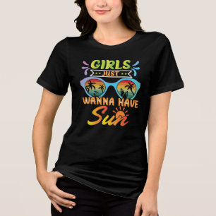 T-shirt En Tri-matière Filles veulent juste avoir lunettes de soleil rétr