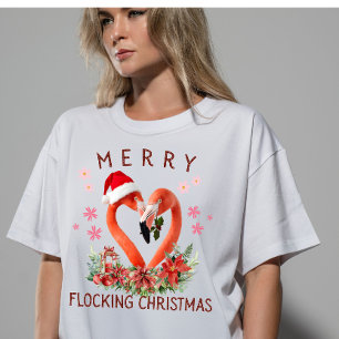 T-shirt En Tri-matière Flamingo de Noël vibrant et joyeux en troupeau, ar