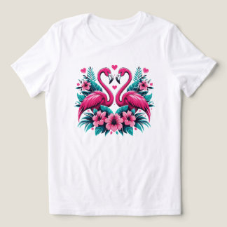 T-shirt En Tri-matière Flamingo Love Heart – Tropical Floral Romance