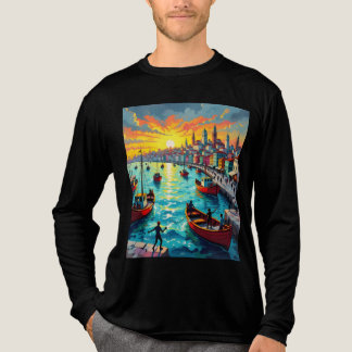 T-shirt En Tri-matière flat waves, crowds, boats, city