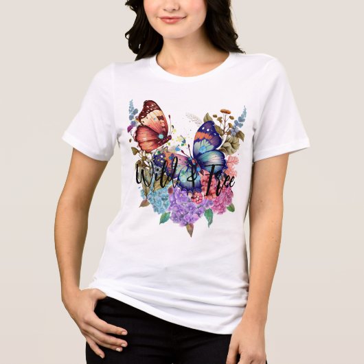 T-shirt En Tri-matière Fleur d'aquarelle Wild & Free Butterfly (Recto)