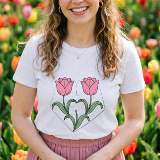 T-shirt En Tri-matière Fleur de tulipe rose vintage botanique