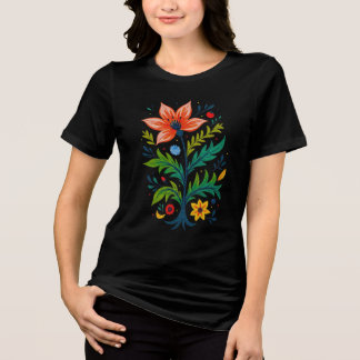 T-shirt En Tri-matière Fleur vintage sombre Art populaire bohémien Nature