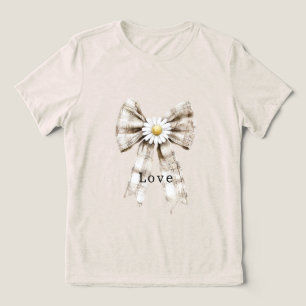 T-shirt En Tri-matière Fleurs de marguerite à nœud blanc crème de cacao