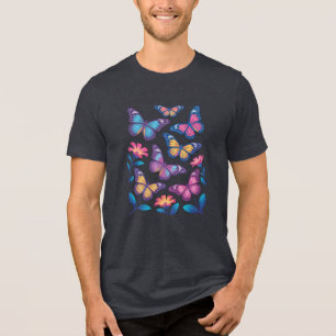 T-shirt En Tri-matière Fleurs de néon avec six papillons lumineux