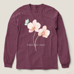 T-shirt En Tri-matière Fleurs d'orchidée rose papillon vert menthe