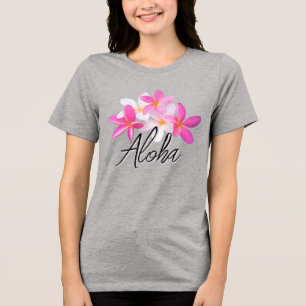 T-shirt En Tri-matière Fleurs Hawaïennes Tropicales Aloha Pink Plumerias