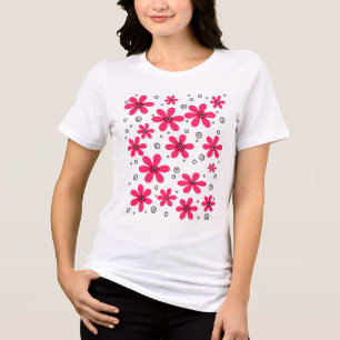 T-shirt En Tri-matière Fleurs marguerites rouges rétro arrière - plan été