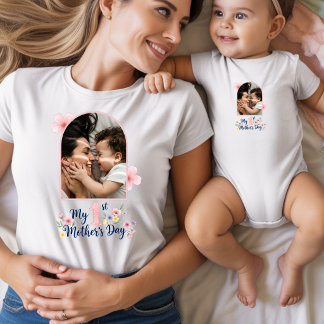 T-shirt En Tri-matière Fleurs roses - 1er anniversaire de Maman - Cadeau