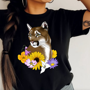 T-shirt En Tri-matière Fleurs sauvages Couguar Lion de montagne Puma