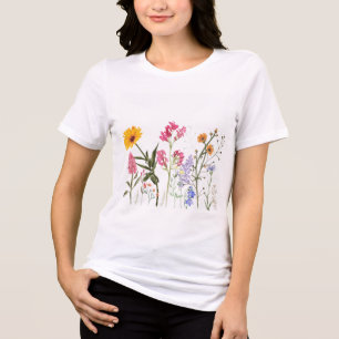T-shirt En Tri-matière Fleurs sauvages, floral pastel botanique vintage 