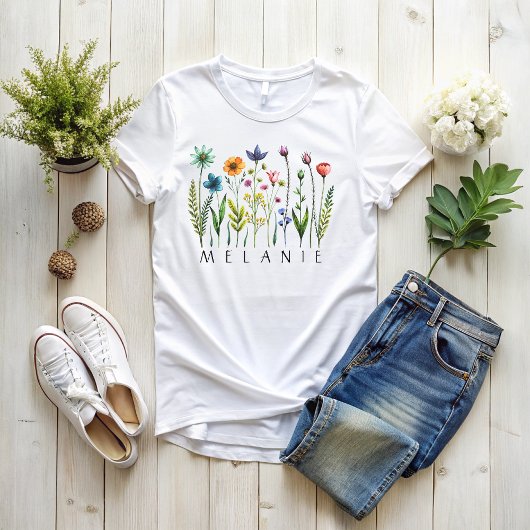 T-SHIRT EN TRI-MATIÈRE FLEURS SAUVAGES PRESSÉES
