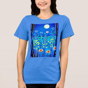 T-shirt En Tri-matière Fleurs sauvages sous Pleine lune