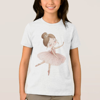 T-shirt En Tri-matière Floral Ballerina Watercolor Girl Pink Tutu Flower