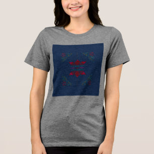 T-shirt En Tri-matière floral blanc folk art coloré ditsy fleurs bleu