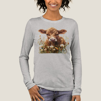 T-shirt En Tri-matière Floral cottagecore highland baby cow 