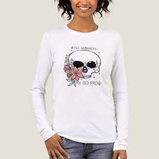 T-shirt En Tri-matière Floral Skull Goth "Hello Darkness" Art