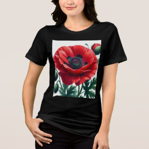 T-shirt En Tri-matière Flore de pavot rouge