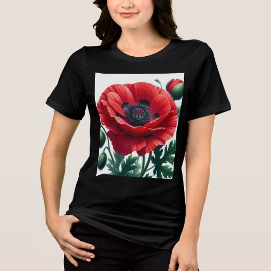 T-shirt En Tri-matière Flore de pavot rouge (Recto)