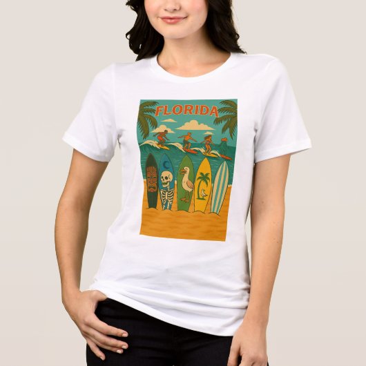 T-shirt En Tri-matière Floride Sand et Surf boards Design (Recto)