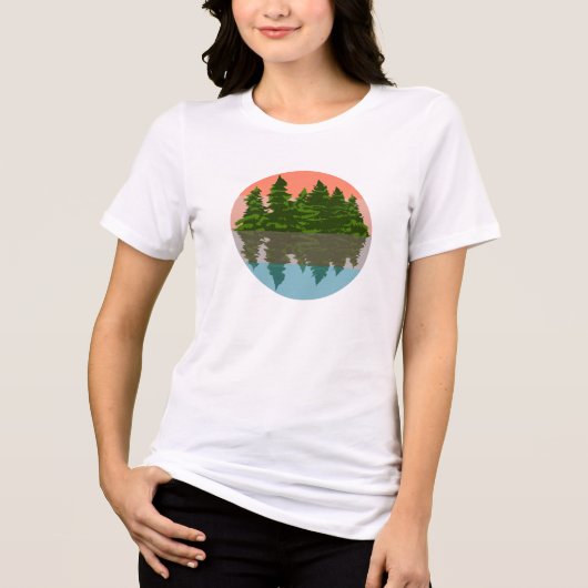 T-shirt En Tri-matière Forêt Coucher Nature Pins Arbres (Recto)