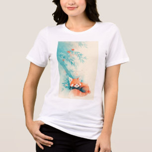 T-shirt En Tri-matière Forêt de bambou de Panda roux somnolent