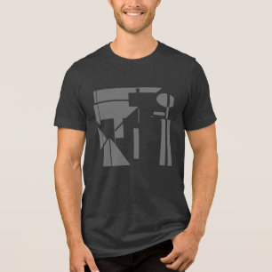 T-shirt En Tri-matière Formes de gris charbon Gray Géométrique Abstrait M