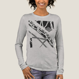 T-shirt En Tri-matière Formes diagonales gris noir Design d'art Abstrait