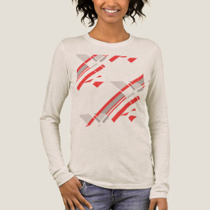 T-shirt En Tri-matière Formes diagonales gris rouge Sud-Ouest look Abstra