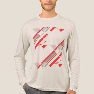 T-shirt En Tri-matière Formes diagonales gris rouge Sud-Ouest look Abstra
