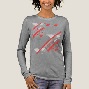T-shirt En Tri-matière Formes diagonales gris rouge Sud-Ouest look Abstra