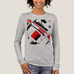 T-shirt En Tri-matière Formes diagonales rouges en noir Lignes Art d'insp
