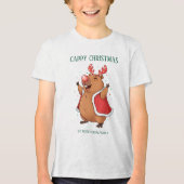 T-shirt En Tri-matière Fou Noël Funny Capybara bandeau de rennes (Recto)