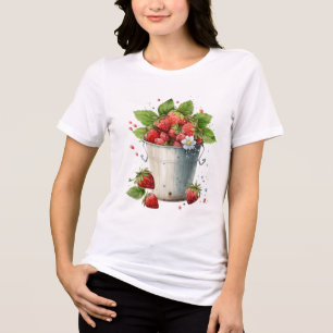 T-shirt En Tri-matière Fraises fraîches cuites dans un seau