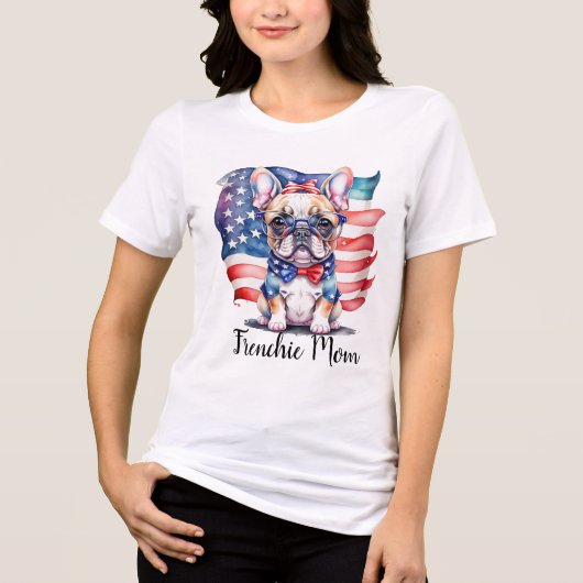 T-shirt En Tri-matière Frenchie Bulldog Mom Patriotic USA Flag (Recto)