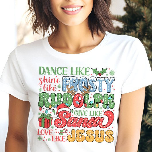 T-shirt En Tri-matière Frosty Rudolph Père Noël Jesus Noël chrétien