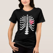 T-shirt En Tri-matière Fun White Skeleton Rib Bones & Coeur Halloween (Recto)