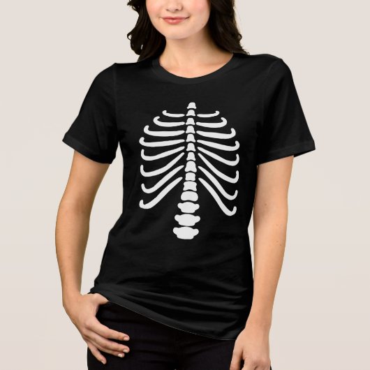 T-shirt En Tri-matière Fun White Skeleton Rib Bones & Sketch Halloween (Recto)