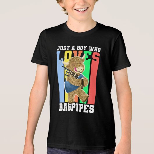 T-shirt En Tri-matière Funky Bagpipes Scottish Highland Cow (Recto)