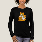 T-shirt En Tri-matière Funny Cat Eating Banana Neko Cute Cartoon Orange (Recto)