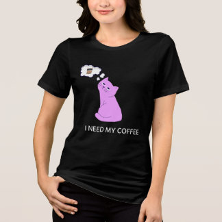 T-shirt En Tri-matière Funny Cat Shirt – I Need My Coffee Tee
