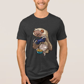 T-shirt En Tri-matière Funny Gamer Sloth Playing Console Games Cartoon