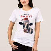 T-shirt En Tri-matière Funny Père Noël bébé Noël Holstein vache (Recto)